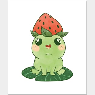 Frog and strawberry Posters and Art